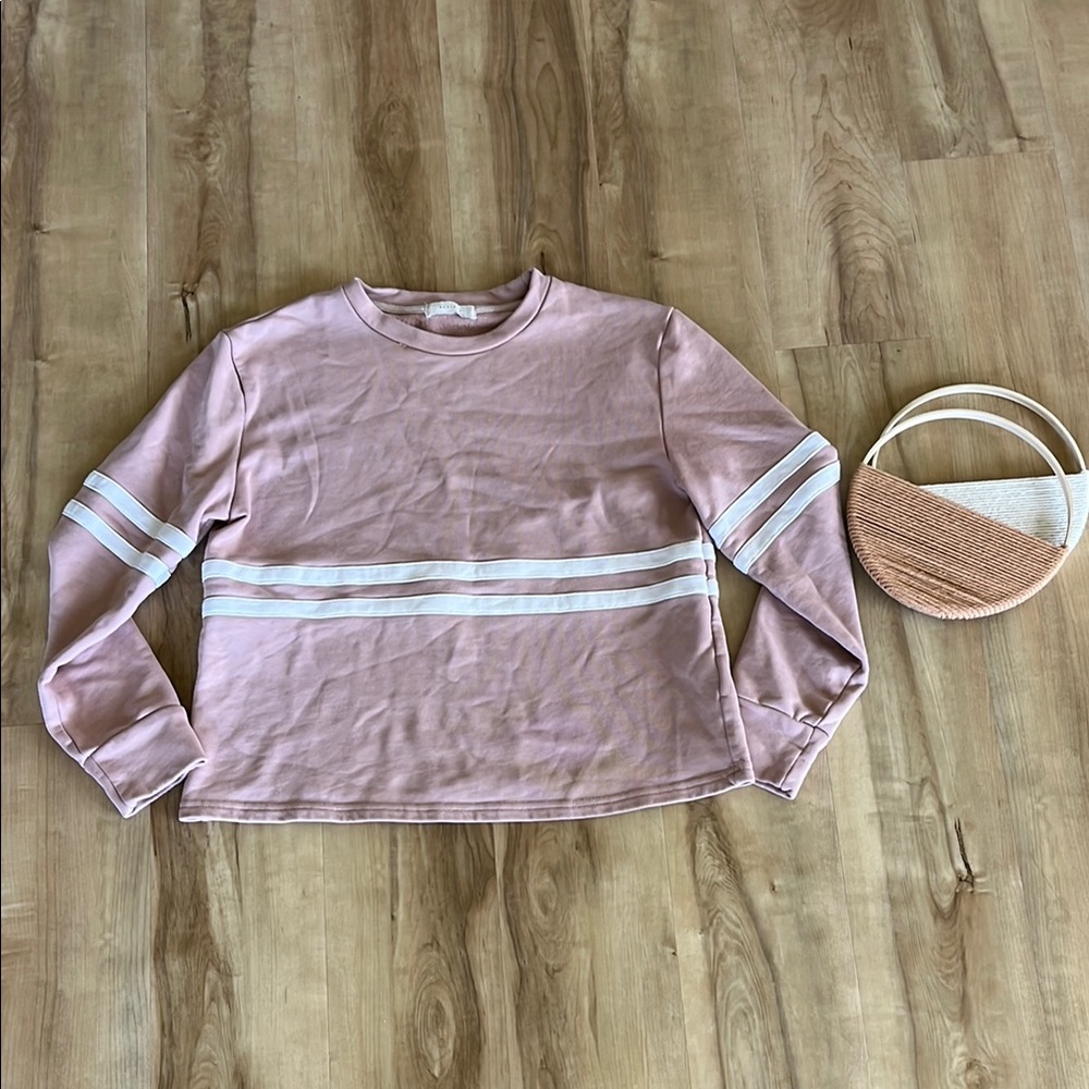 Pink Long Sleeve Boxy Crop Sweatshirt